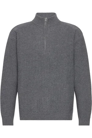 Enkel Studio Esmakoto Ls T-Neck Half Zipper Knit Grey