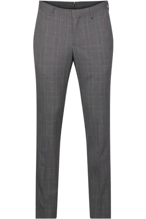 MANGO Super Slim-Fit Tailored Check Trousers Grey