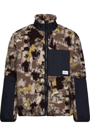Knowledge Cotton Apparal Over D Jaquard Sherpa Jacket - G Brown