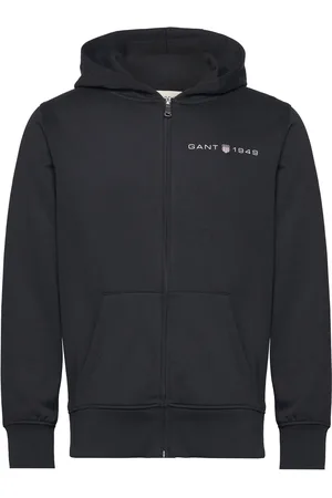 GANT Printed Graphic Full Zip Hoodie Black