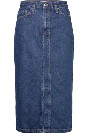 MANGO Denim Midi-Skirt Blue