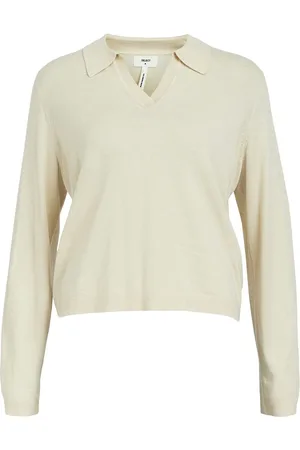 Object Objthess L/S V-Neck Knit Polo Noos Cream