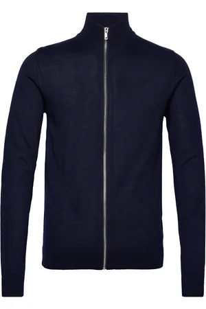 Lindbergh Merino Stand Up Collar Cardigan Navy