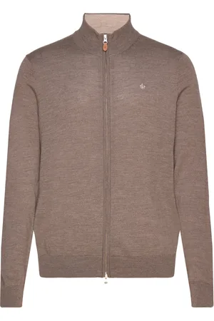 Morris Merino Zip Cardigan Brown