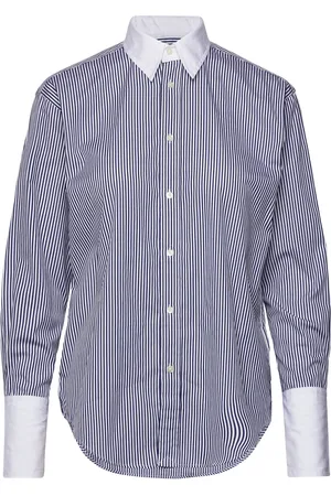Ralph Lauren Extended-Cuff Striped Cotton Shirt Blue
