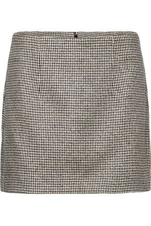 MANGO Houndstooth Straight Mini-Skirt Black
