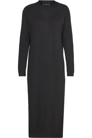 MANGO Round-Neck Knitted Dress Black