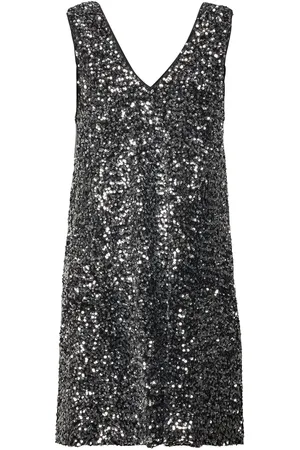 Object Objkinne Mira S/L Sequin Dress 129 Div Grey