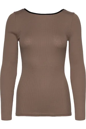 Enkel Studio Eswalmue Ls Blouse Contrast F Brown
