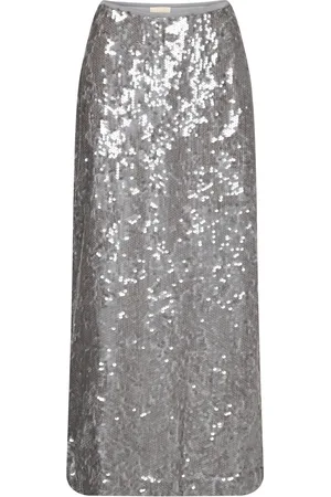 by Ti Mo Sequins Maxi Skirt Silver