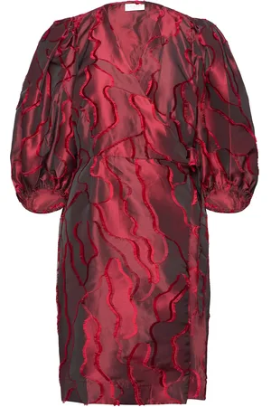 Coster Copenhagen Wrap Dress With Balloon Sleeves Red