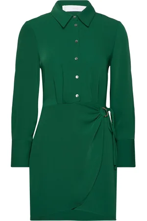 MANGO Short Shirt Dress Green