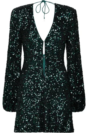 ROTATE Sequins Mini Flowy Dress Green