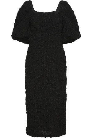 By Malina Carli Smocked Midi Dress Black