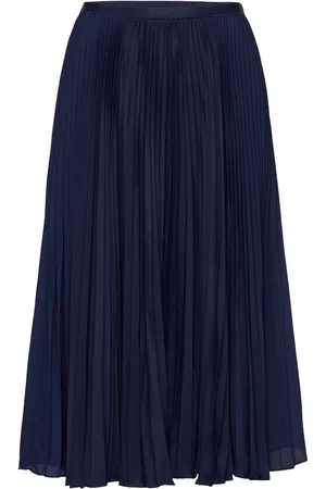 Ralph Lauren Pleated Georgette Skirt Navy