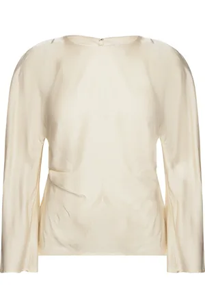 By Malina Mackenzie Wide Sleeve Draped Blouse Cream