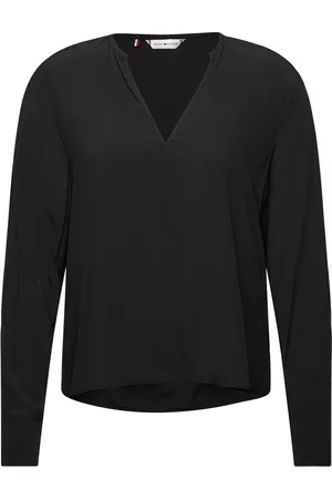Tommy Hilfiger Viscose Crepe V-Neck Blouse Black