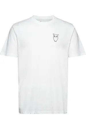 Knowledge Cotton Apparal Owl Chest Tee - Gots/Vegan White