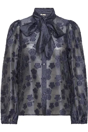 Stella Nova Blouse With Tie Band At Neck Navy