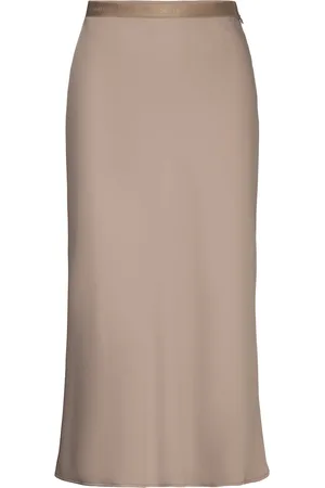Calvin Klein Recycled Cdc Bias Cut Midi Skirt Brown
