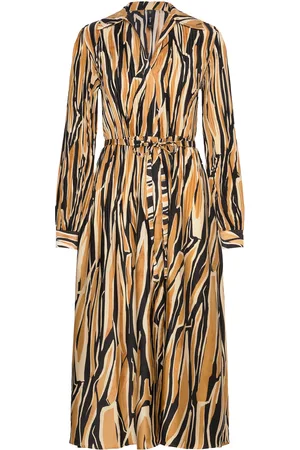MANGO Printed Shirt Dress Yellow