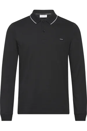 Calvin Klein Stretch Pique Tipping Ls Polo Black