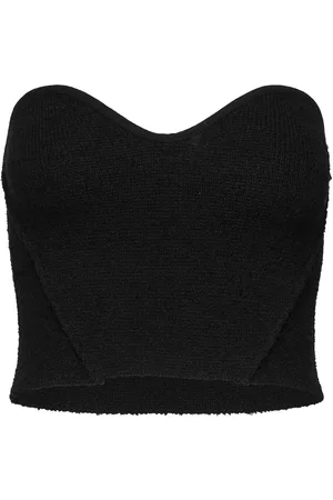 MANGO Tweed Corset Top Black