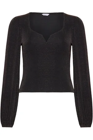 BUBBLEROOM Rudina Sparkling Puff Sleeve Top Black