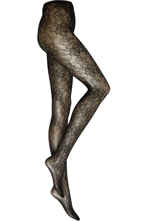 Lindex Tights Mesh Lace Black