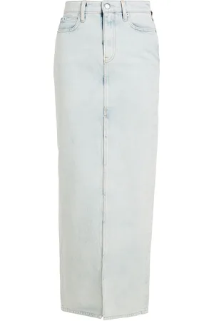 Calvin Klein Front Split Maxi Denim Skirt Blue