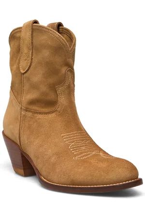 Ralph Lauren Calfskin Suede Western Boot Brown