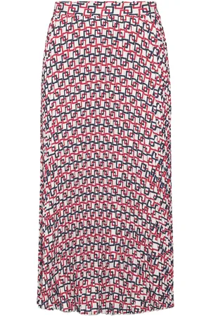 GANT Geometric Print Pleated Skirt Red