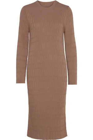 GANT Textured Knit Dress Brown