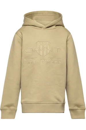 GANT Tonal Shield Hoodie Khaki