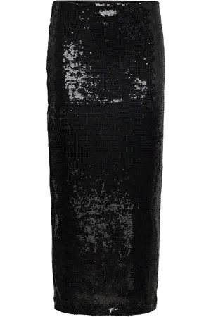 MANGO Sequin Midi Skirt Black
