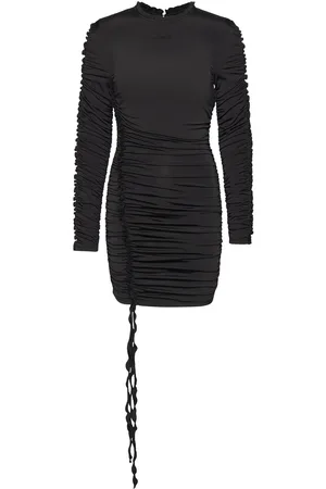 ROTATE Slinky Mini Ruffle Dress Black