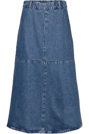 MANGO A-Line Denim Skirt Blue