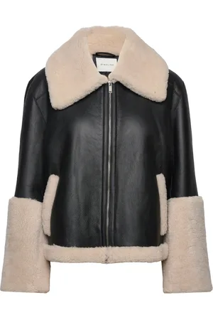 By Malina Gaia Cropped Shearling Jacket Black