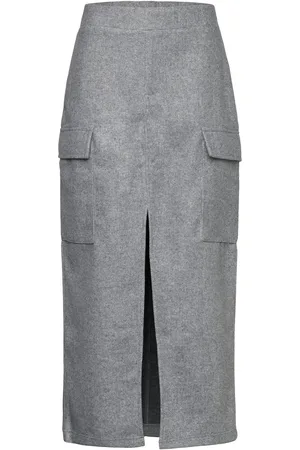 MANGO Cargo Skirt With Slit Grey