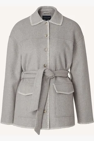 Lexington Miriam Wool Blend Blanket Stitch Jacket Grey
