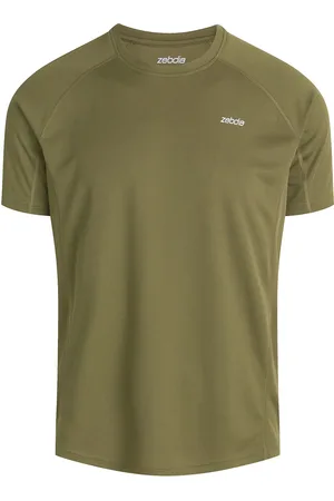 ZEBDIA Men Sports T-Shirt/Chest Print Khaki