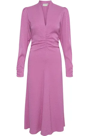 Gestuz Brinagz Midi V-Neck Dress Pink