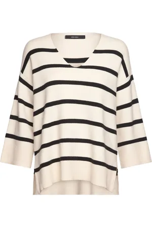 VERO MODA Vmsaba 3/4 V-Nck Stripe Pullover Ga Noos Cream