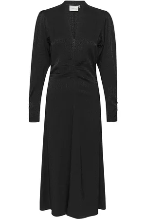 Gestuz Brinagz Midi V-Neck Dress Black