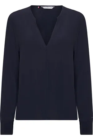 Tommy Hilfiger Viscose Crepe V-Neck Blouse Navy