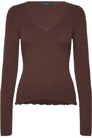 VERO MODA Vmevie Ls V-Neck Pullover Ga Noos Brown