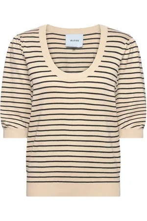 Minus Mspam Striped Knit T-Shirt Cream