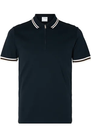 SELECTED Slhslim-Toulouse Detail Ss Polo Noos Navy
