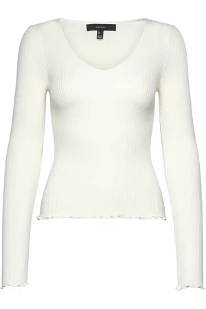 VERO MODA Vmevie Ls V-Neck Pullover Ga Noos White