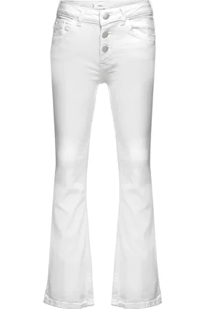 MANGO Buttons Flare Jeans White